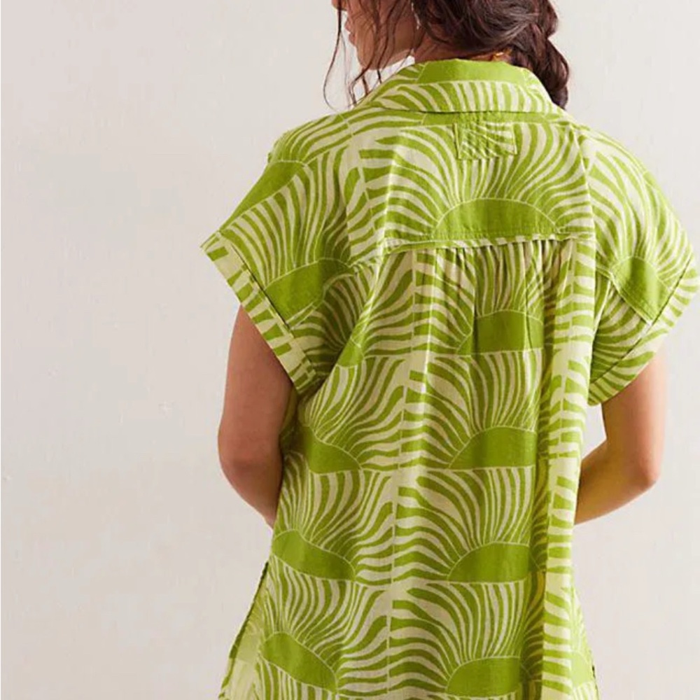 FP Movement by Free People Lime Green Patterned Blouse